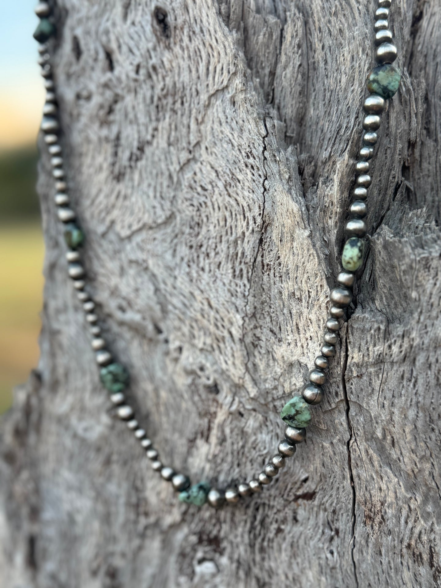 Sterling Silver Turquoise Flats Necklace