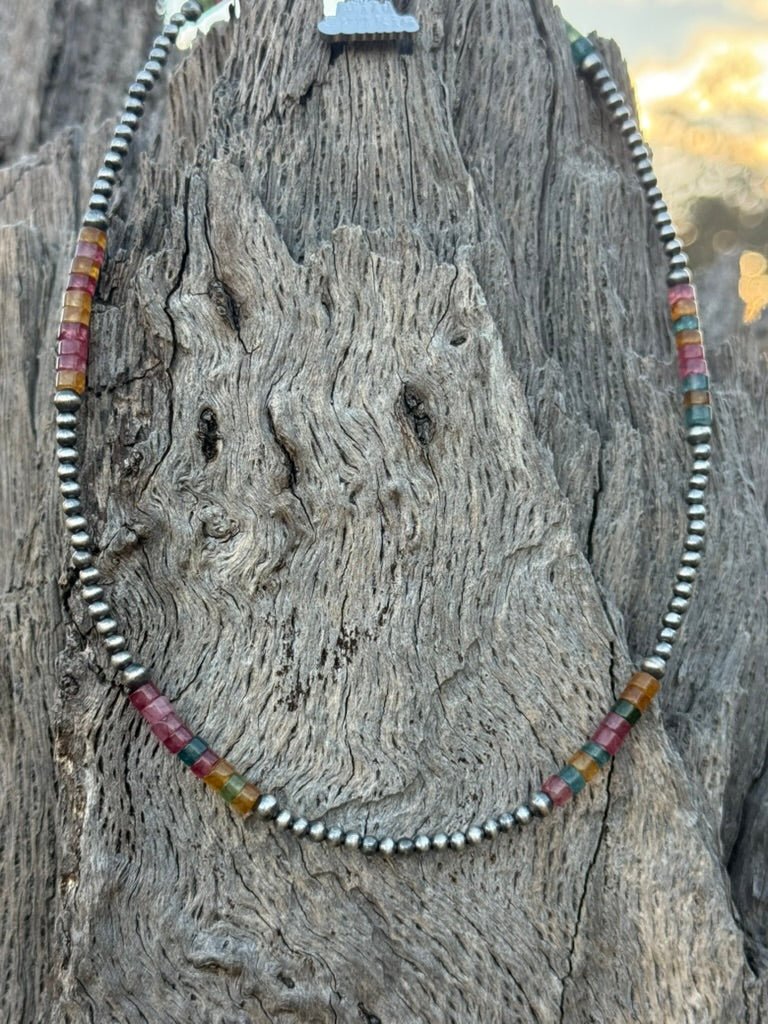 Canyon Hues Heishi & Silver Beaded Necklace