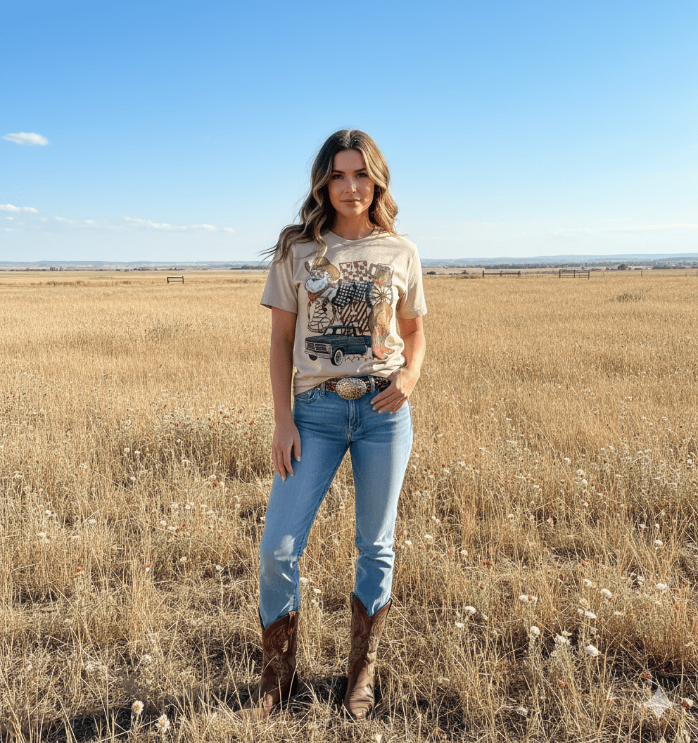 Country Christmas Santa Graphic TeeCementS