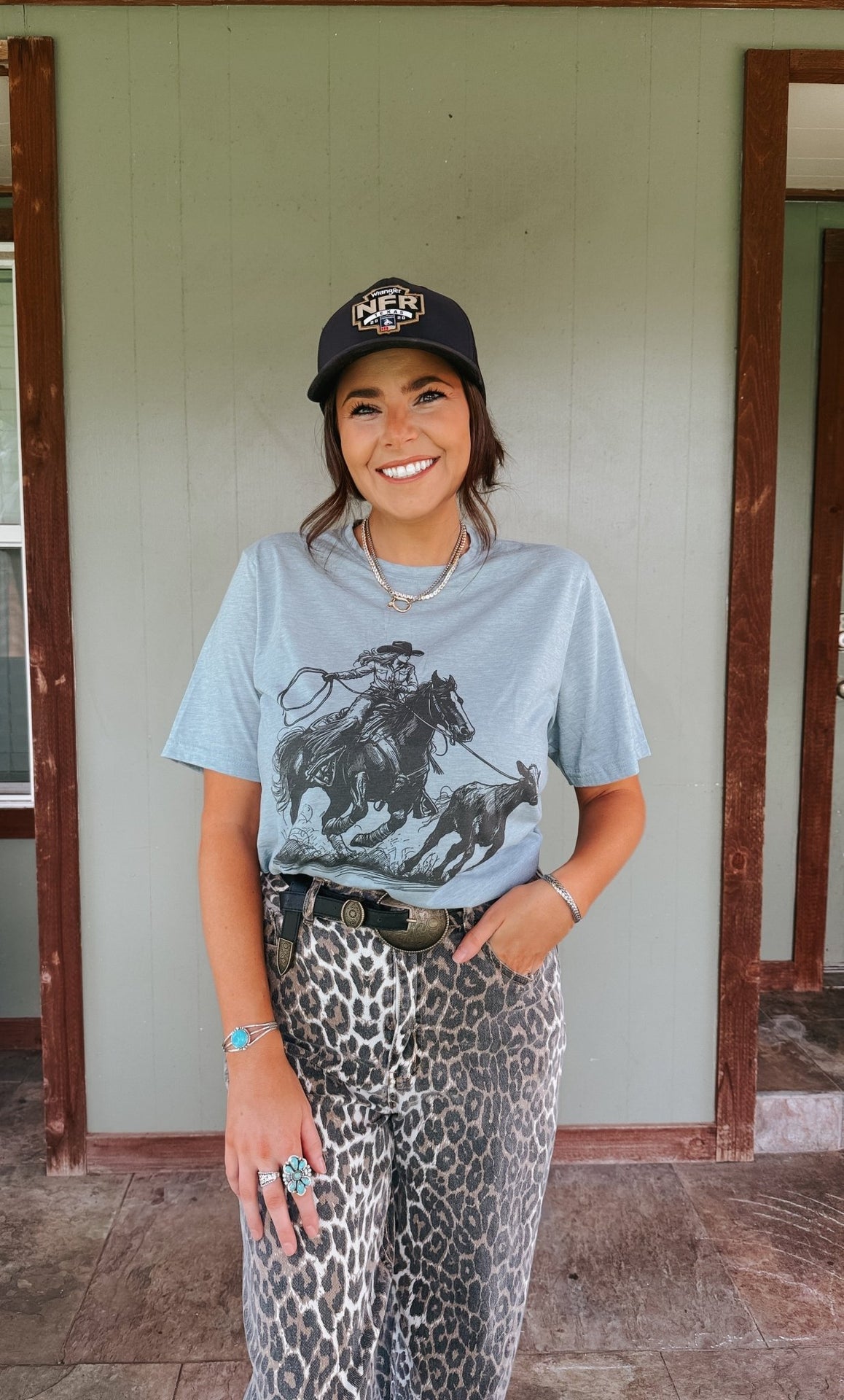 Cowgirl Calf Roper Graphic TeeDenimS