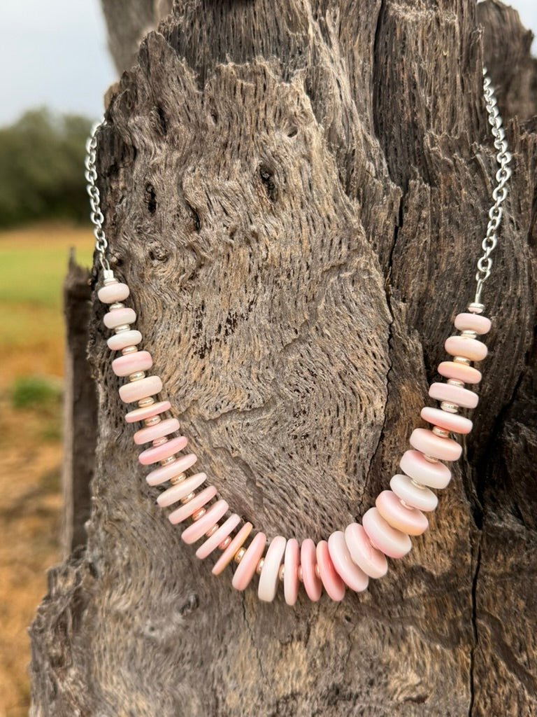 Graduated Pink Conch Chain Necklace