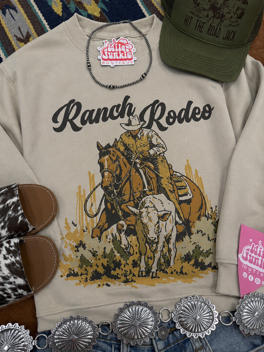 Ranch Rodeo Cowboy Roping Graphic Sweatshirt