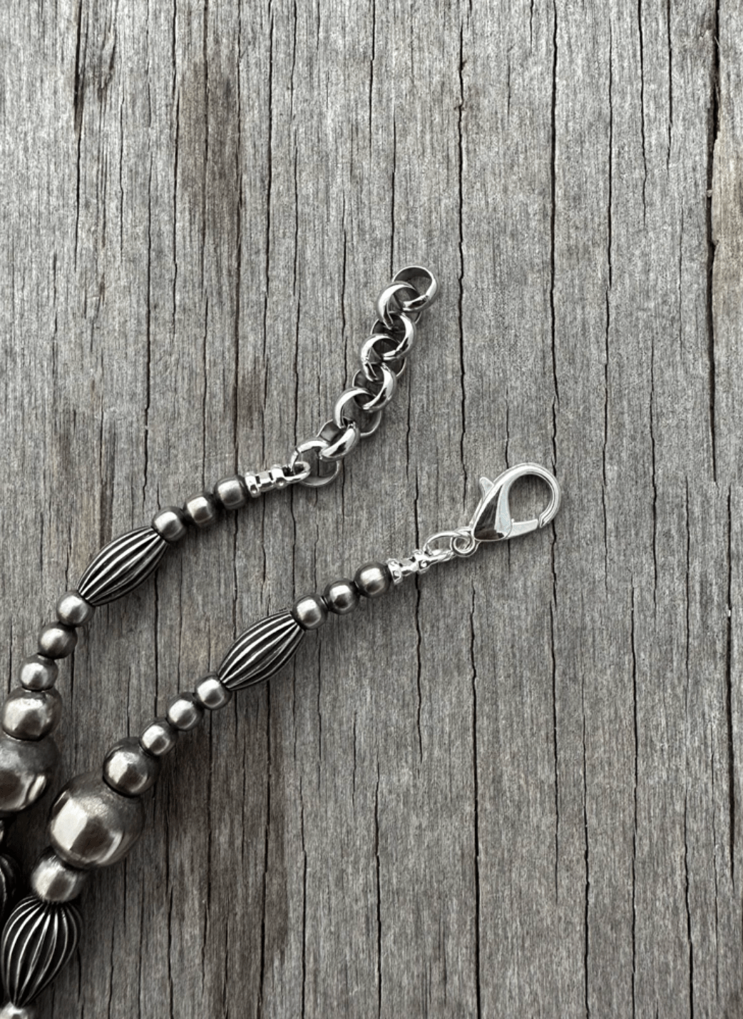 Silver Pearls and Pumpkin Beads Necklace