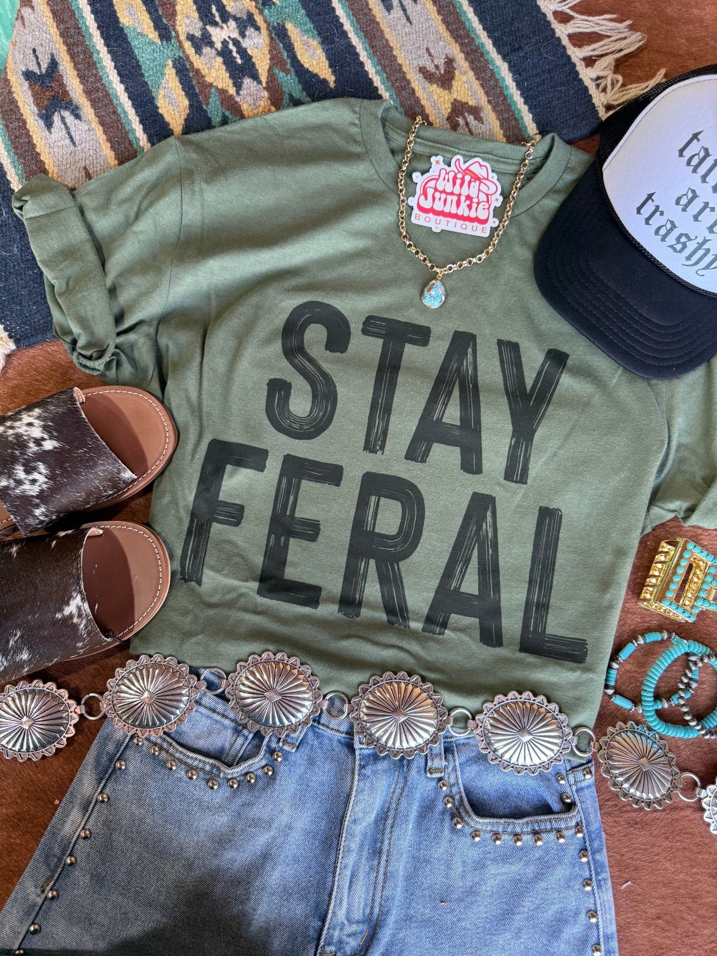 Stay Feral Graphic TeeMilitary GreenS