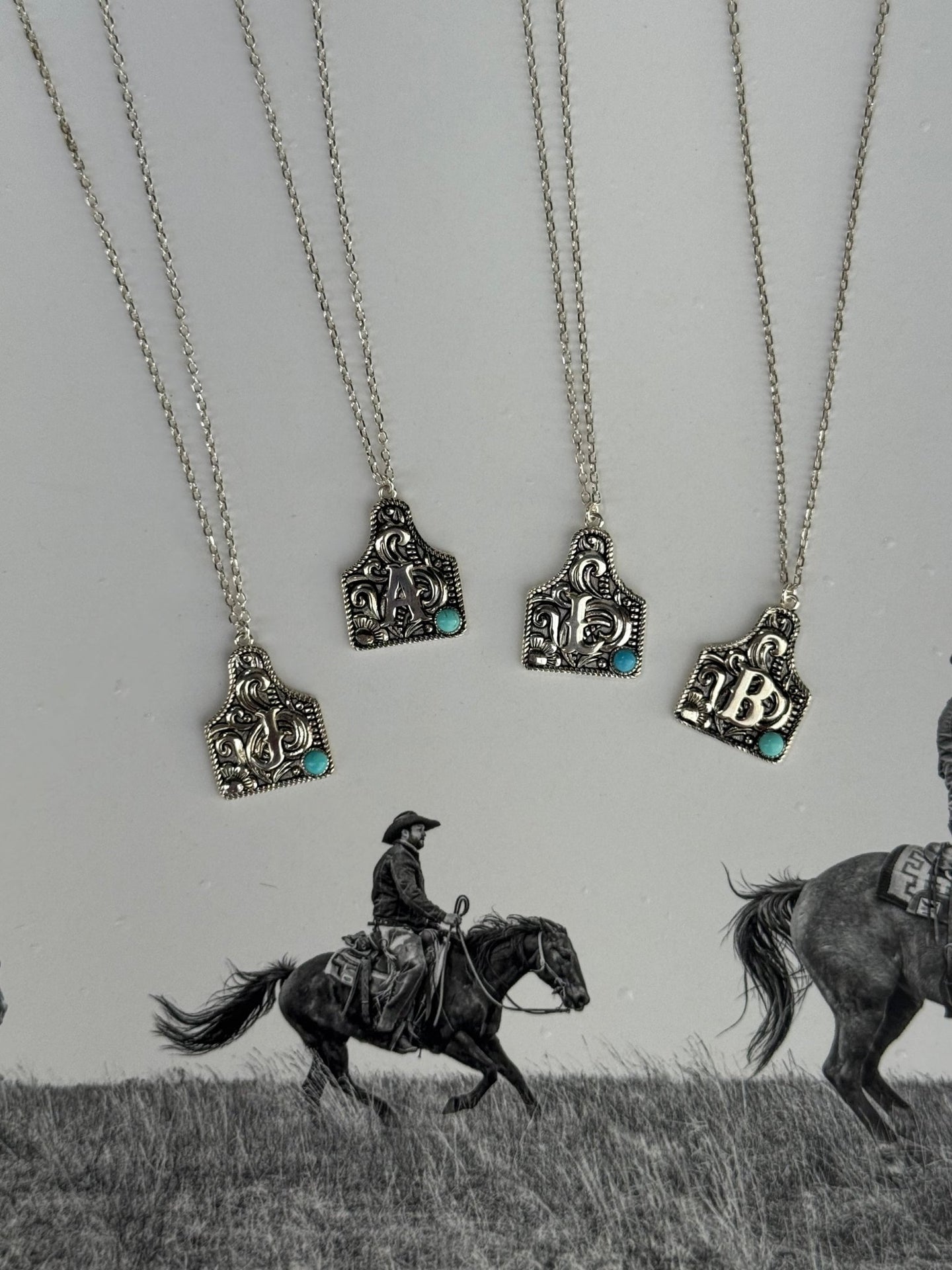 Sterling Silver Cattle Tag Initial NecklaceA
