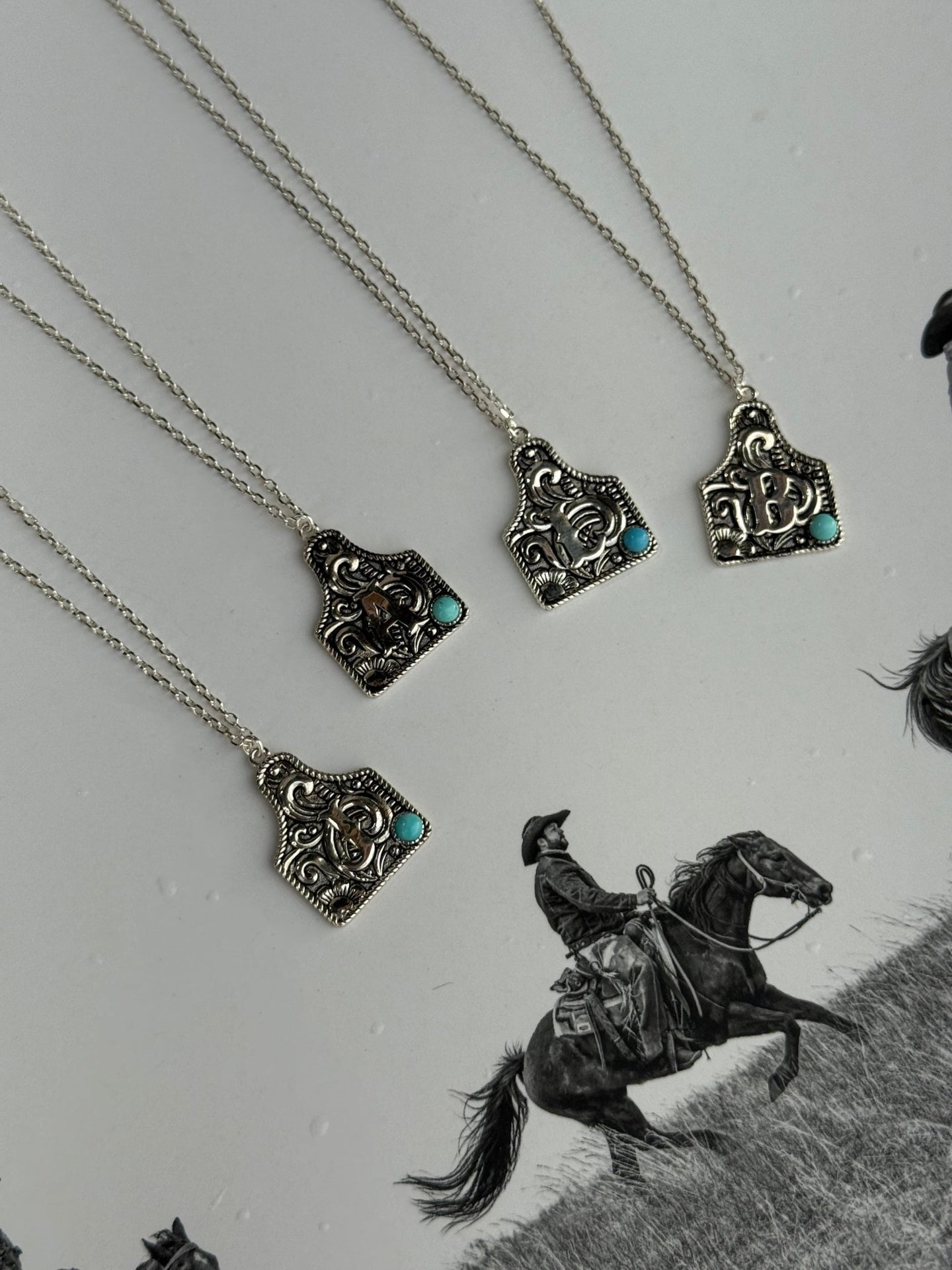 Sterling Silver Cattle Tag Initial NecklaceA