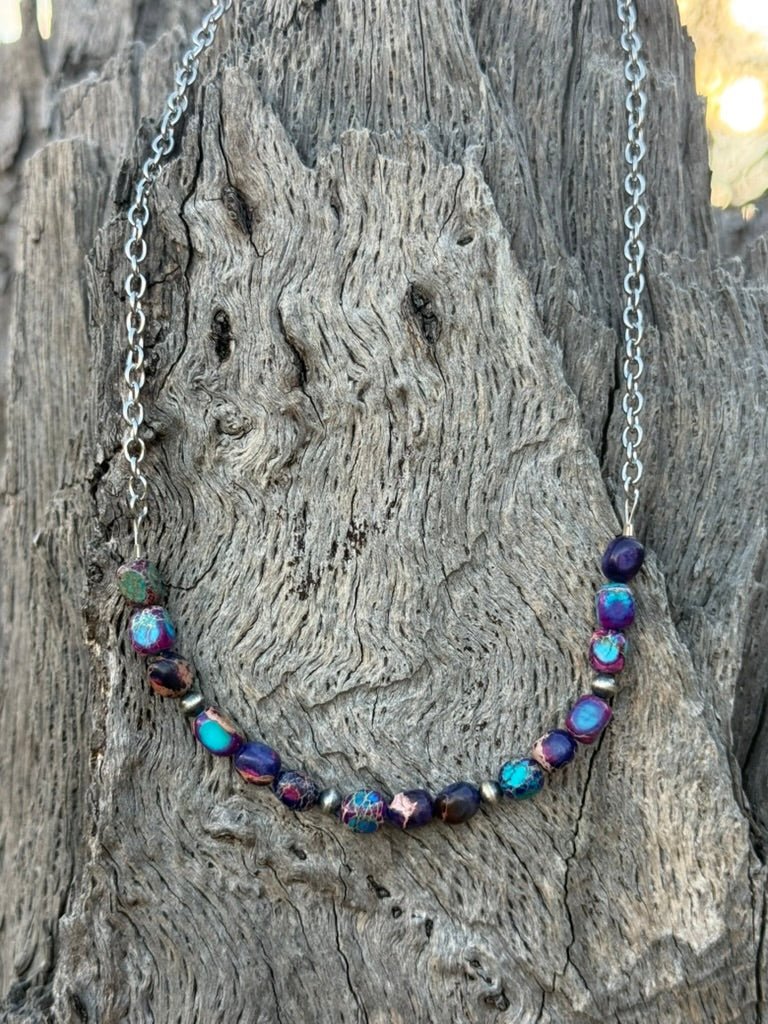 Sterling Silver Twilight Hues Beaded Chain Necklace