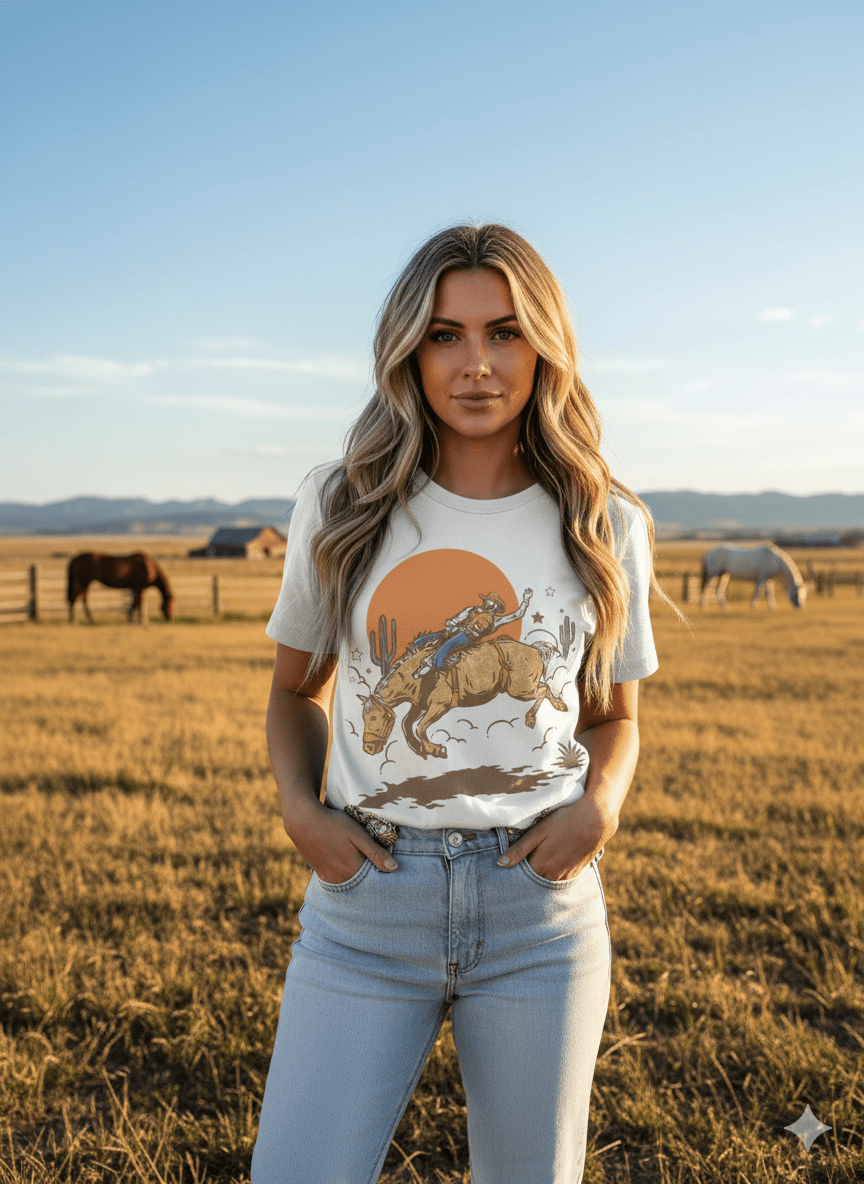 The Lone Rider Sunset Graphic TeeNaturalS