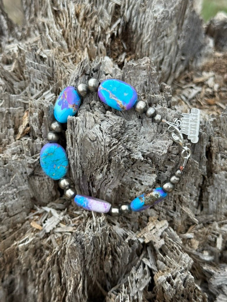Turquoise Twilight Oval Beaded Bracelet