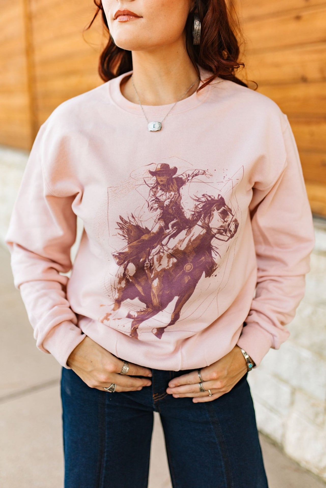 Wild West Cowgirl Graphic SweatshirtBlushS