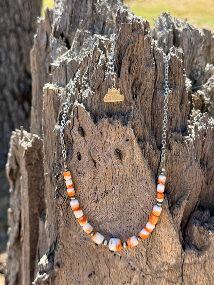 Sterling Silver Desert Sunset Spiny Oyster Chain Choker