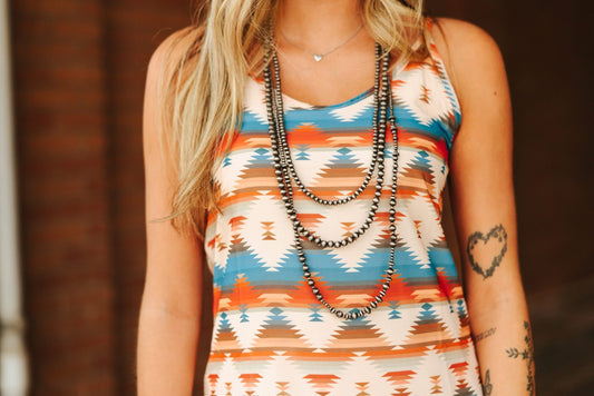 3 - pc Silver Beaded Layer Necklace