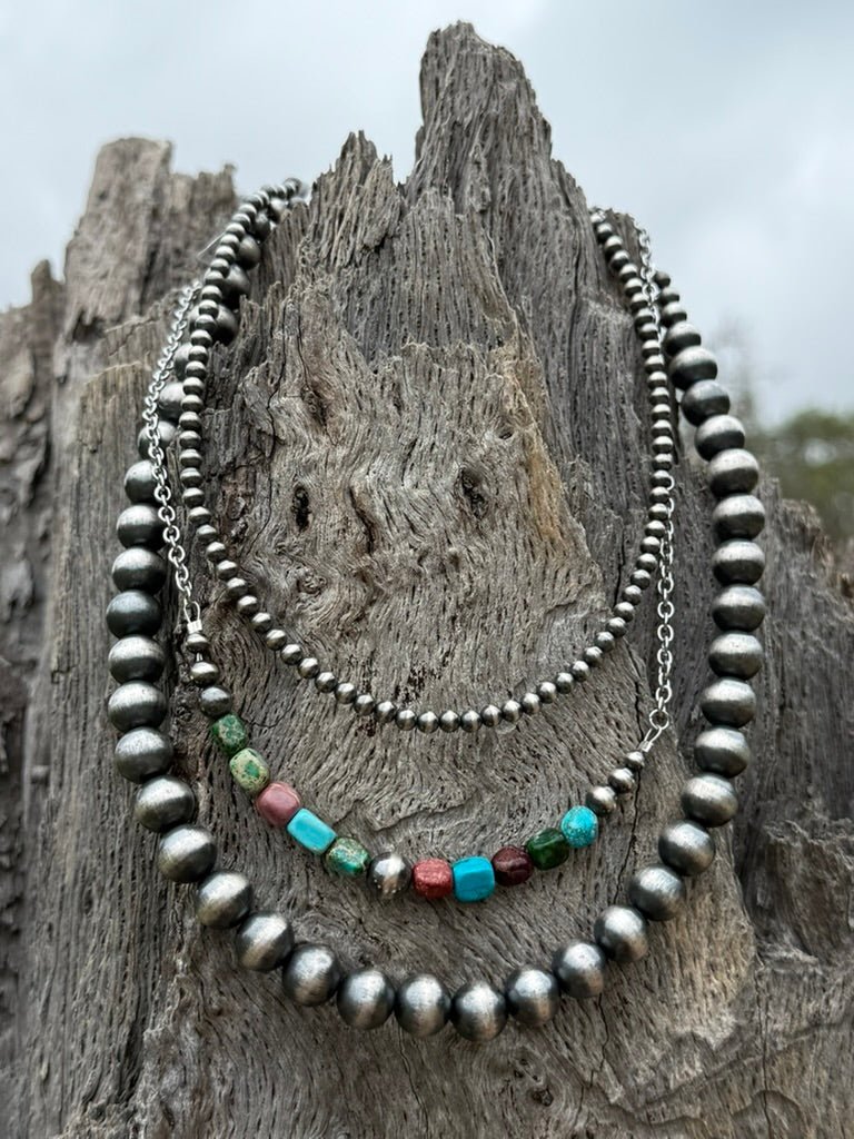 3-pc Sterling Silver Strand & Jasper Necklace Stack