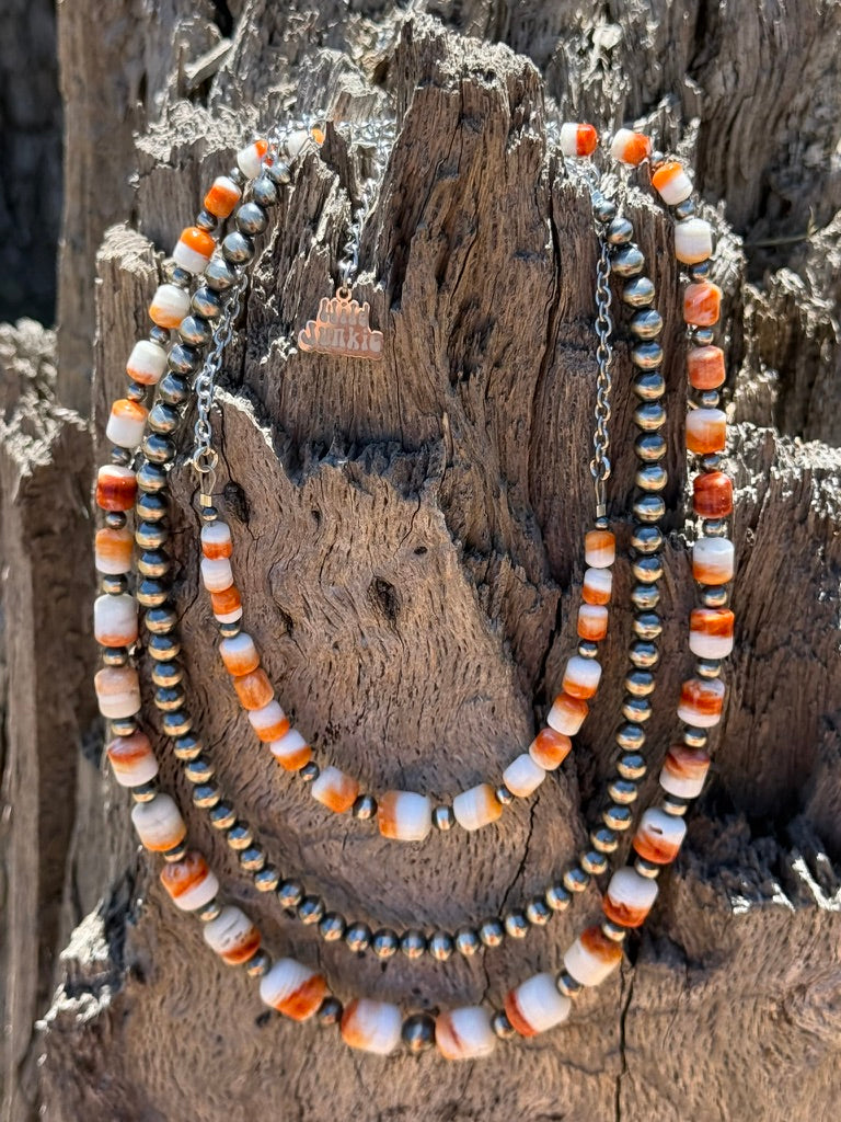Sterling Silver Desert Sunset Spiny Oyster Chain Choker