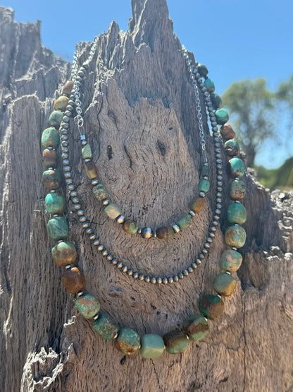 Sterling Silver Sage Canyon Stone Beaded Chain Necklace