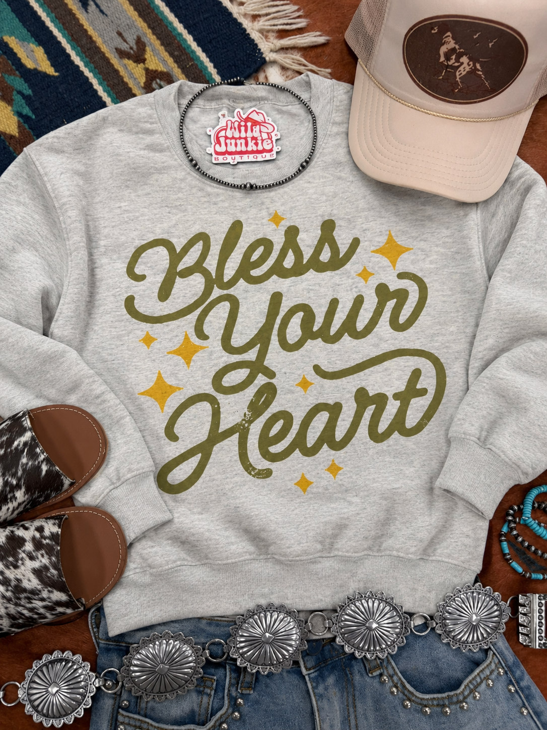 Bless Your Heart Graphic SweatshirtOatmealS
