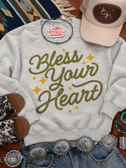 Bless Your Heart Graphic SweatshirtOatmealS