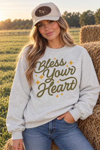 Bless Your Heart Graphic SweatshirtOatmealS