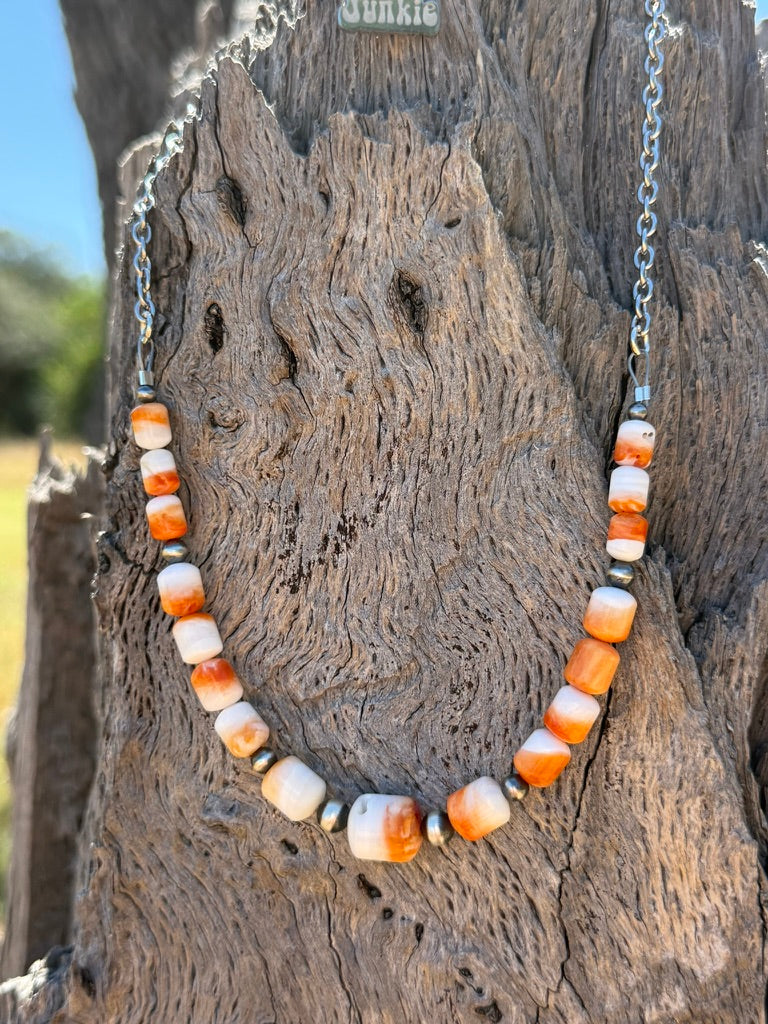 Sterling Silver Desert Sunset Spiny Oyster Chain Choker