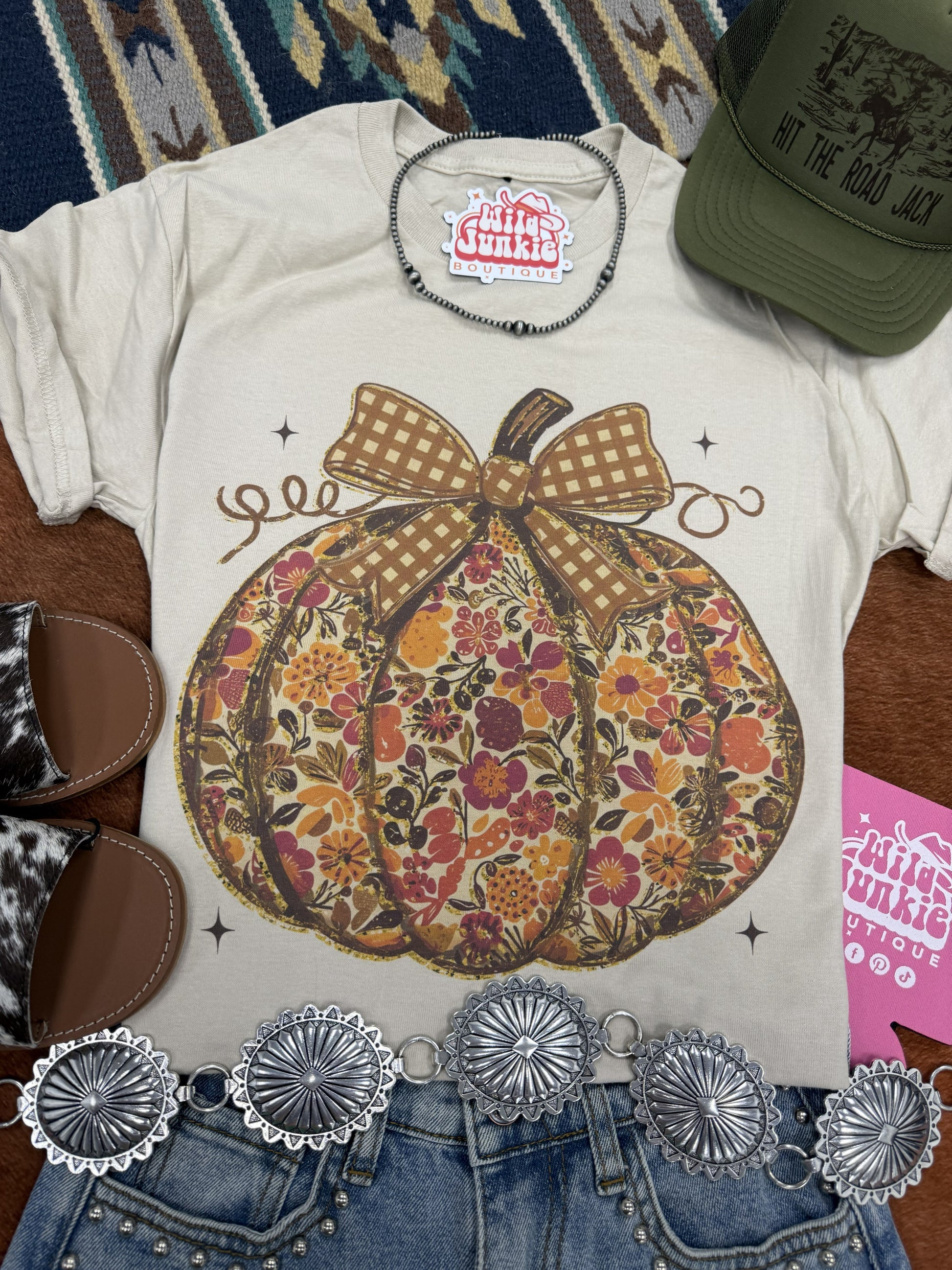 Floral Bow Pumpkin Graphic Tee