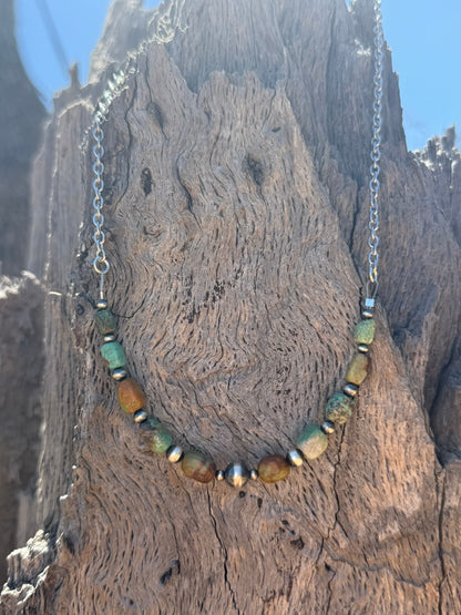 Sterling Silver Sage Canyon Stone Beaded Necklace
