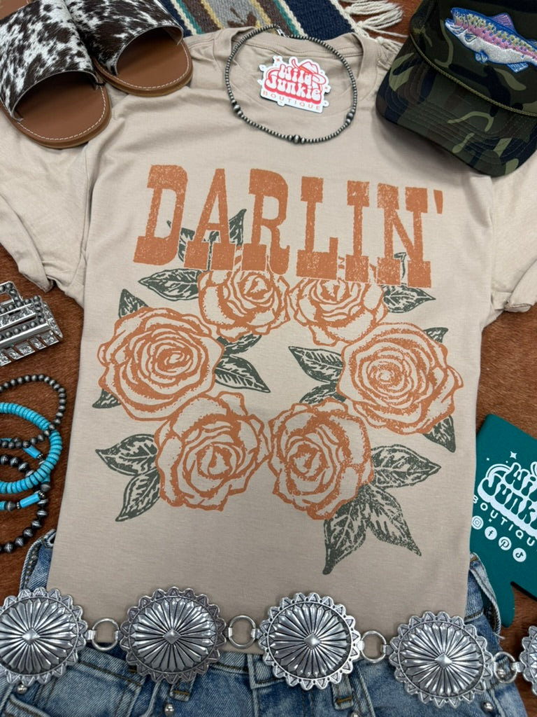 Darlin' Floral Graphic Tee Tan