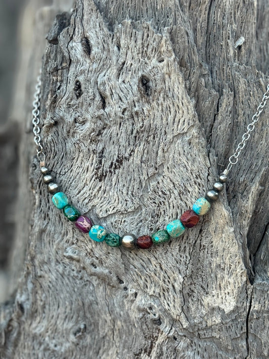 Sterling Silver Jasper Turquoise Necklace