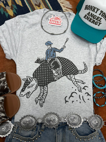 Armadillo Rodeo Graphic TeeLight AshS