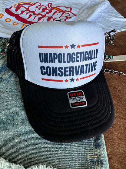 Unapologetically Conservative Trucker HatBlack