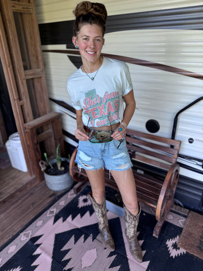 She's From Texas I Can Tell Graphic TeeWhite SmokeS