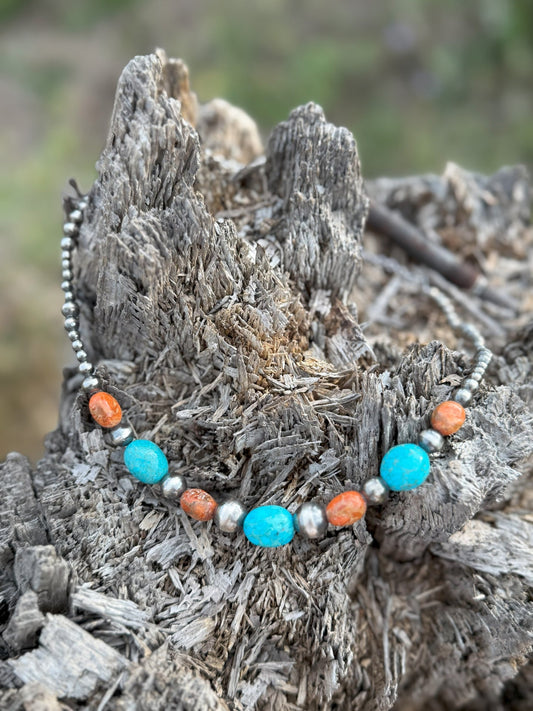 Western Coral Apple Beaded Necklace