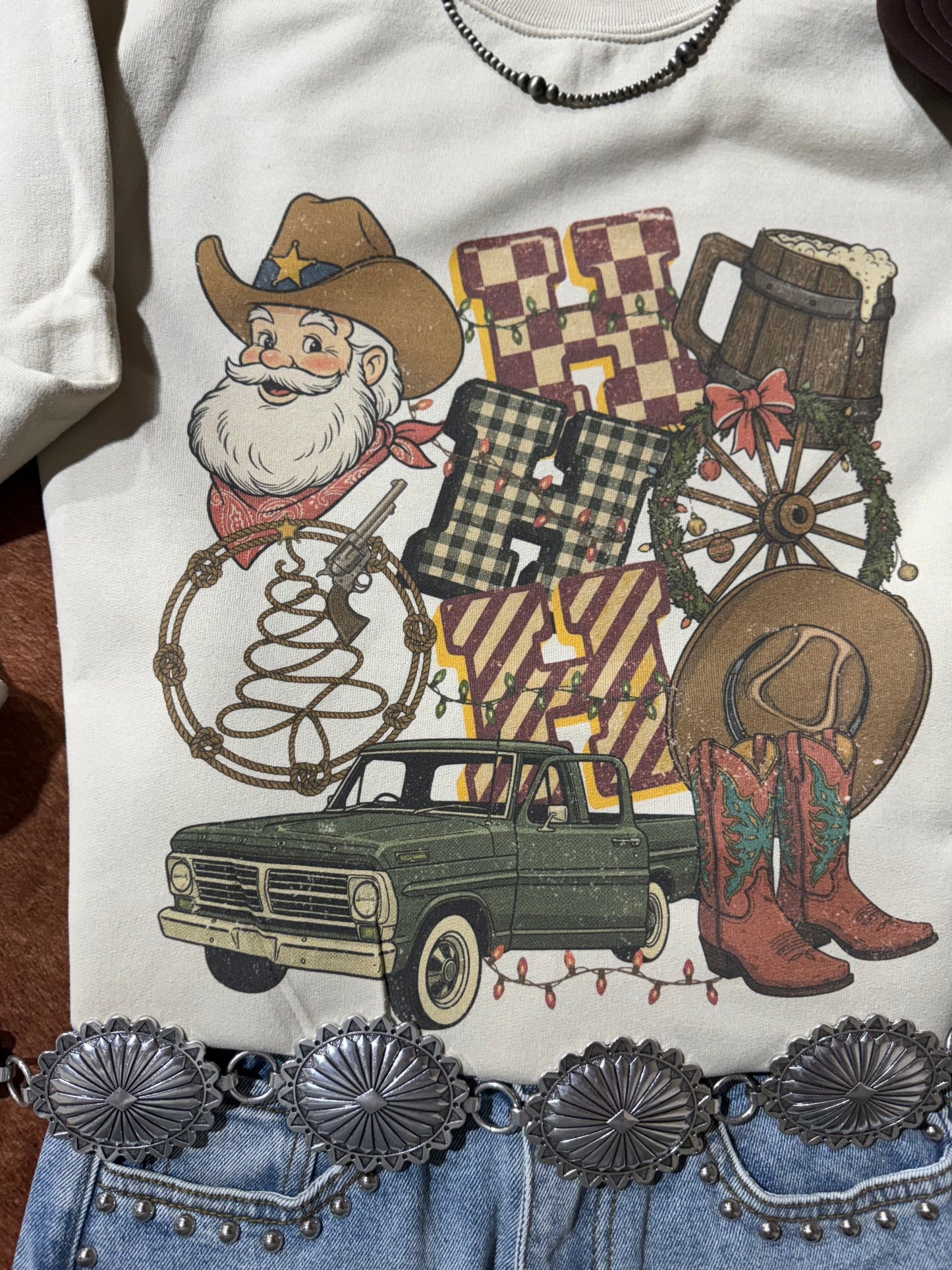 Country Christmas Santa Graphic Sweatshirt