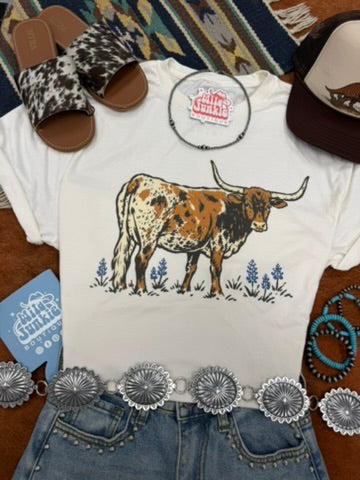 Texas Longhorn Bluebonnet Graphic Tee