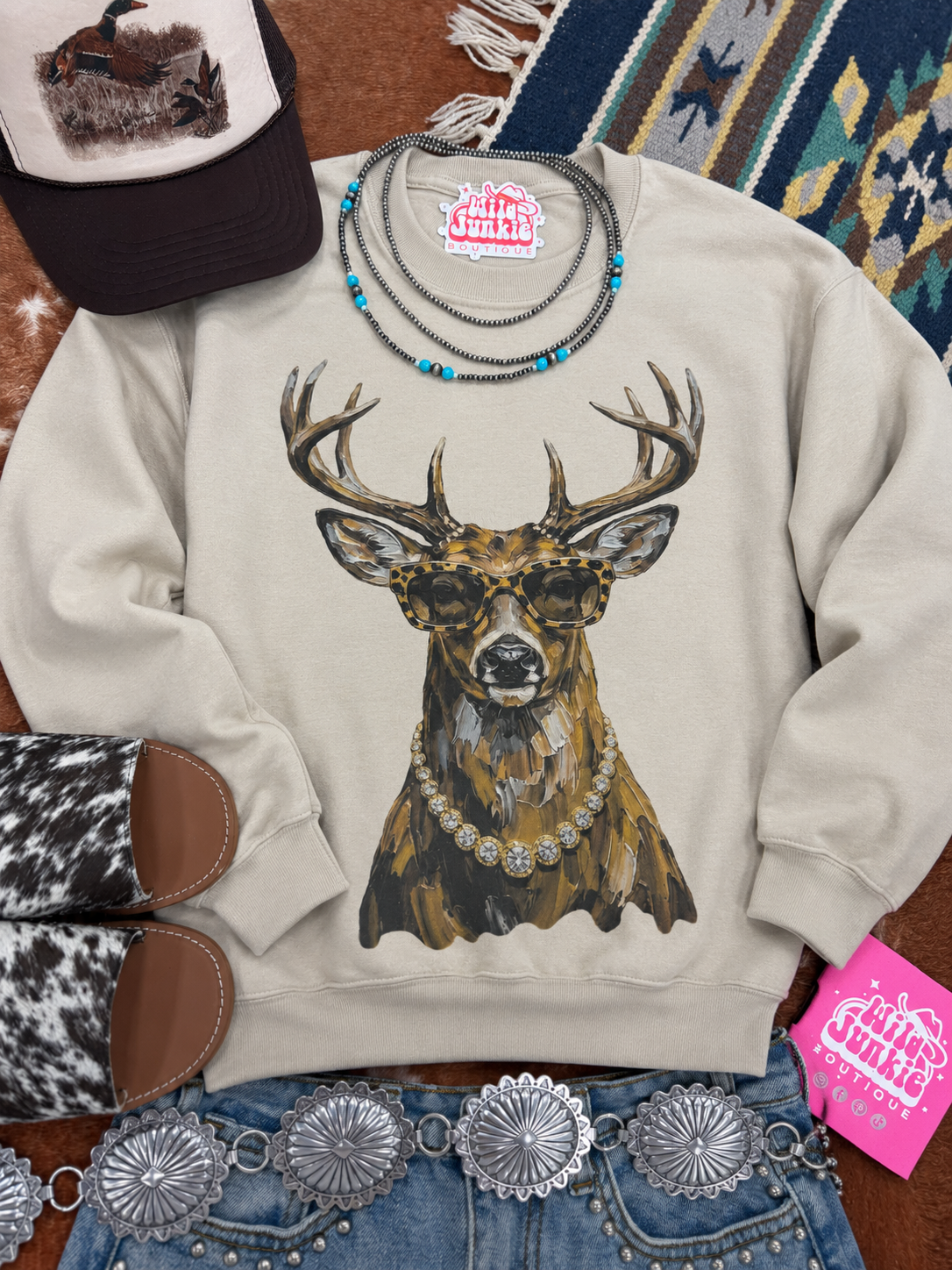 Glam Whitetail Deer Graphic Sweatshirt