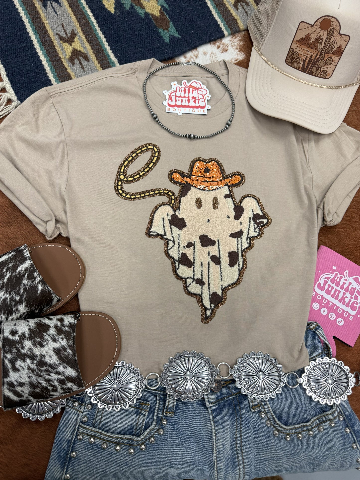 Cowboy Ghost Sequin Patch Tee