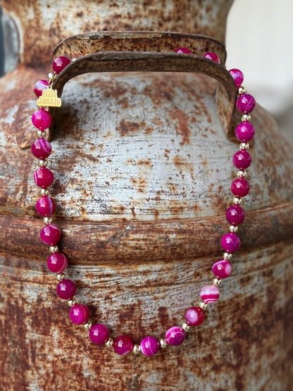 Wild Rose Agate Beaded Necklace