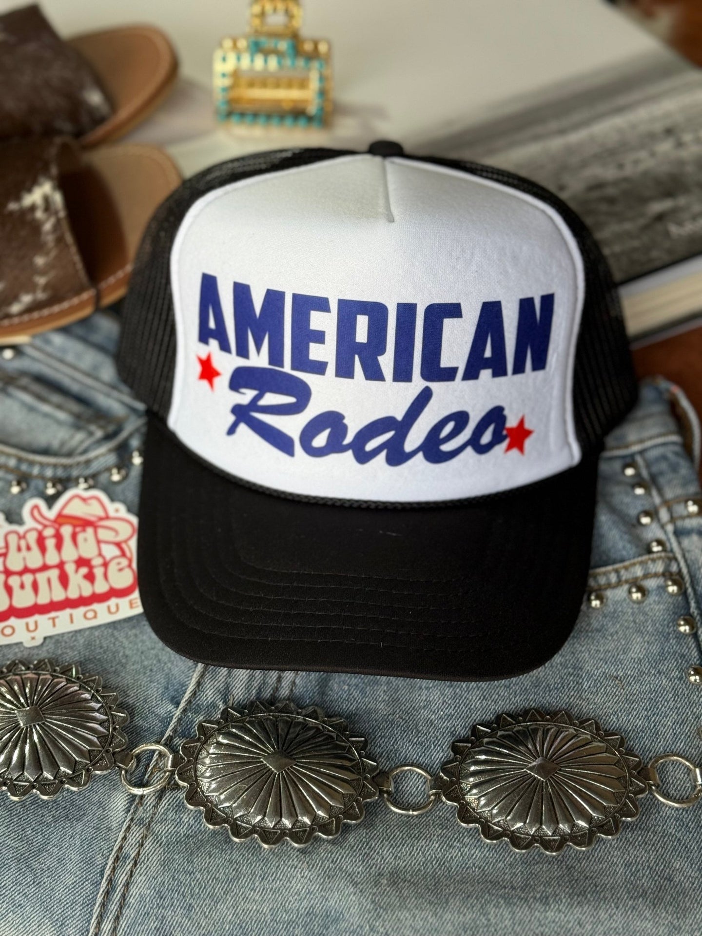American Rodeo Star Trucker HatBlack & White