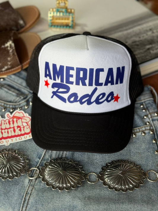 American Rodeo Star Trucker HatBlack & White