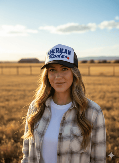 American Rodeo Star Trucker HatBlack & White