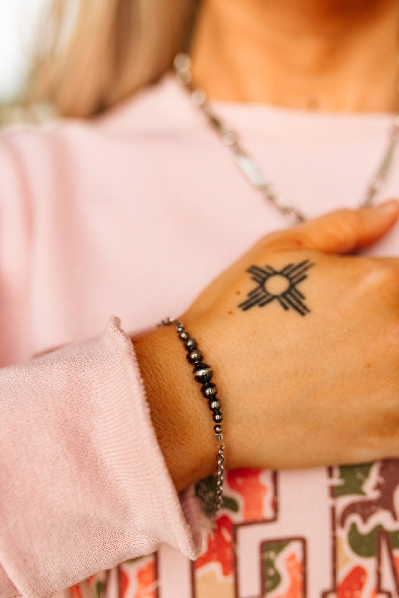 Authentic Graduated Silver Pearls Chain Bracelet