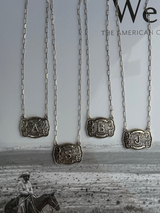 Belt Buckle Initial NecklaceA