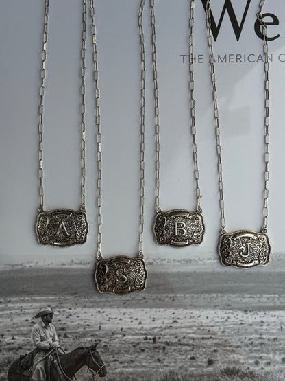 Belt Buckle Initial NecklaceA
