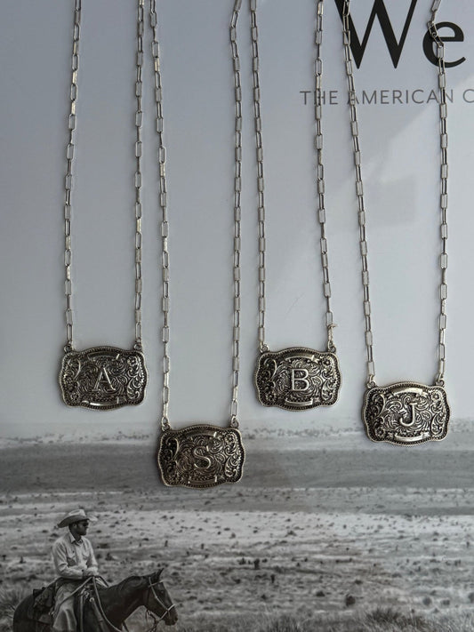 Belt Buckle Initial NecklaceA
