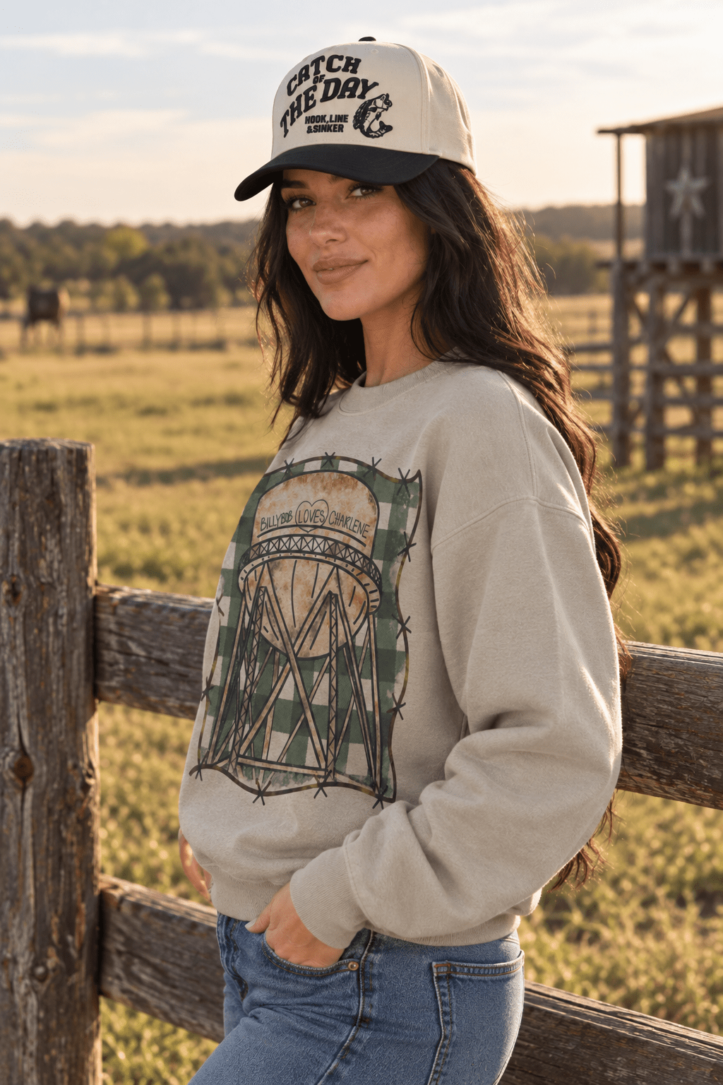 Billy Bob Loves Charlene Graphic Sweatshirt in Sand