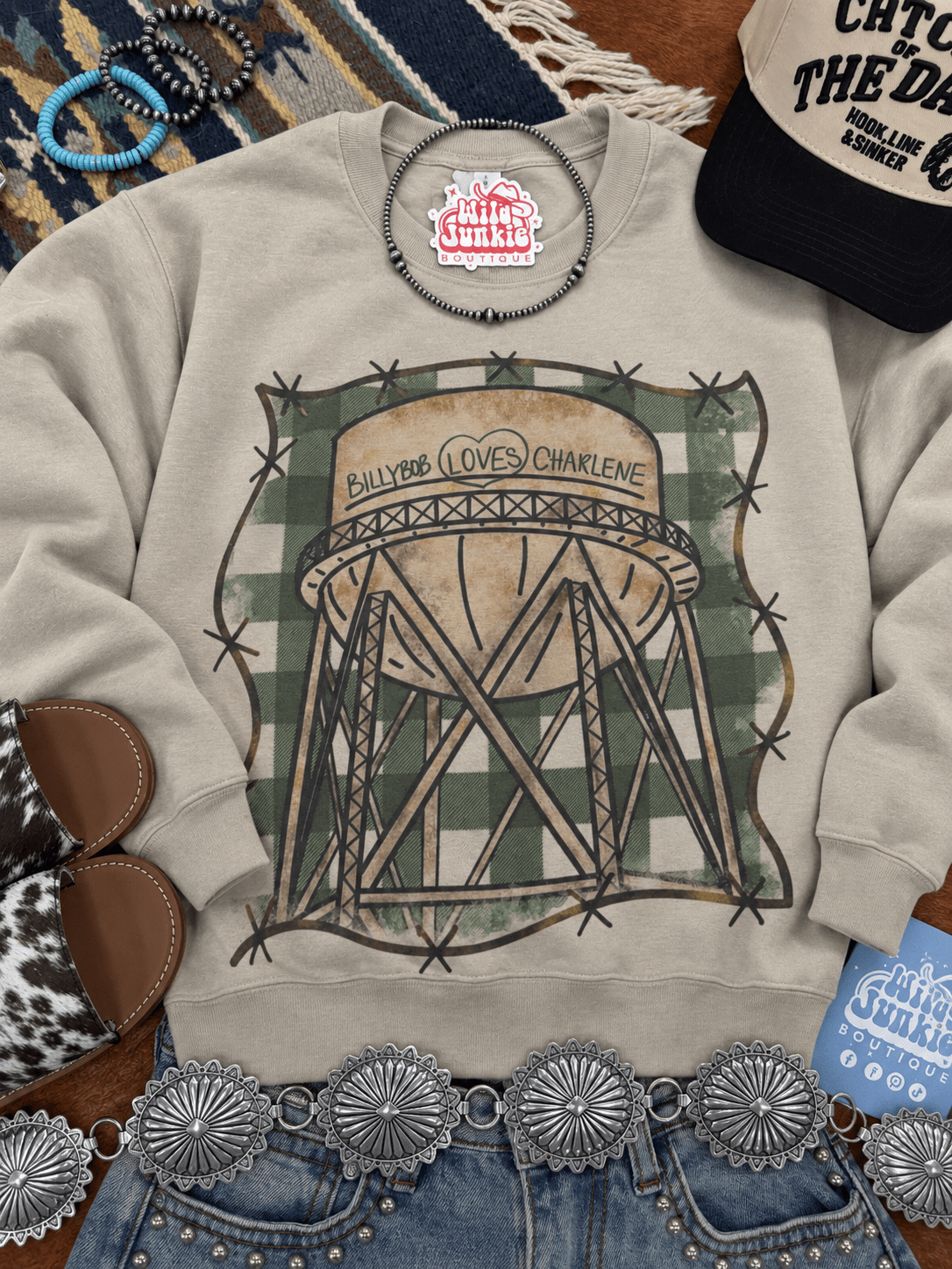 Billy Bob Loves Charlene Graphic Sweatshirt in Sand