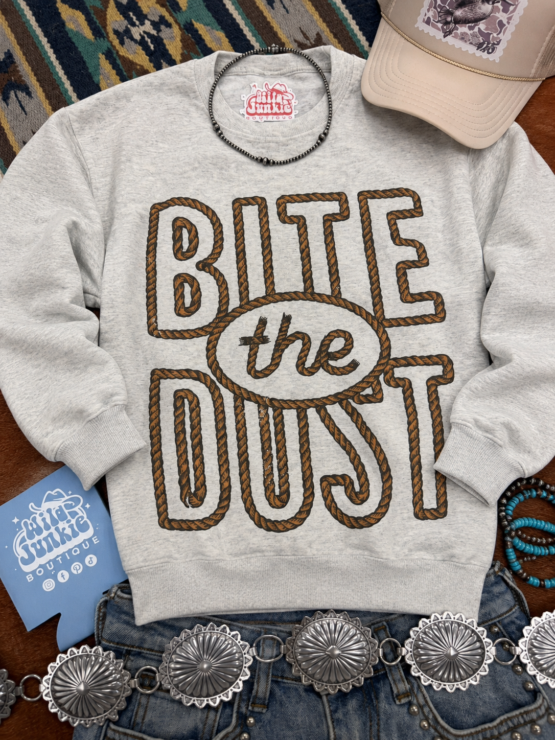 Bite The Dust Twisted Rope Graphic SweatshirtOatmealS
