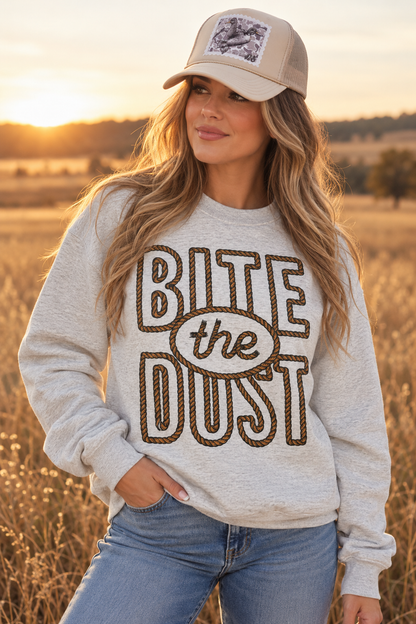 Bite The Dust Twisted Rope Graphic SweatshirtOatmealS