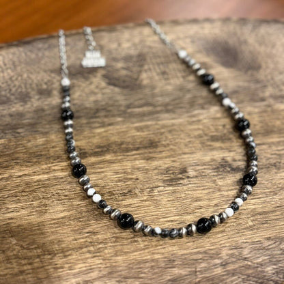 Black Onyx Eclipse Beaded Necklace
