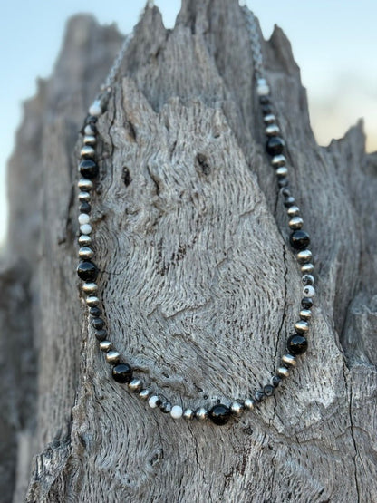 Black Onyx Eclipse Beaded Necklace
