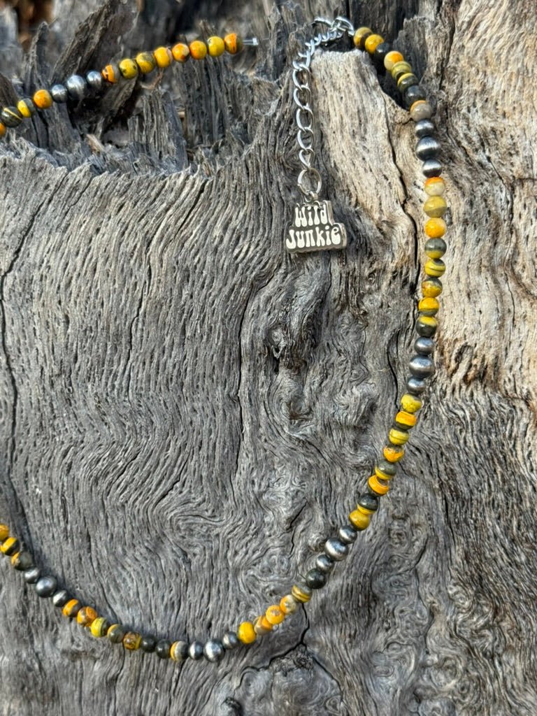 Bumblebee and Sterling Silver Pearl Beaded Choker